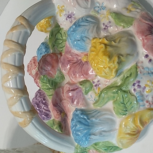 GKA BRAND Flower floral Basket Cookie Jar Ceramic - Picture 11 of 12